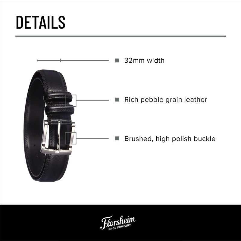 Florsheim 32mm Pebble Grain Leather Belt - Image 3